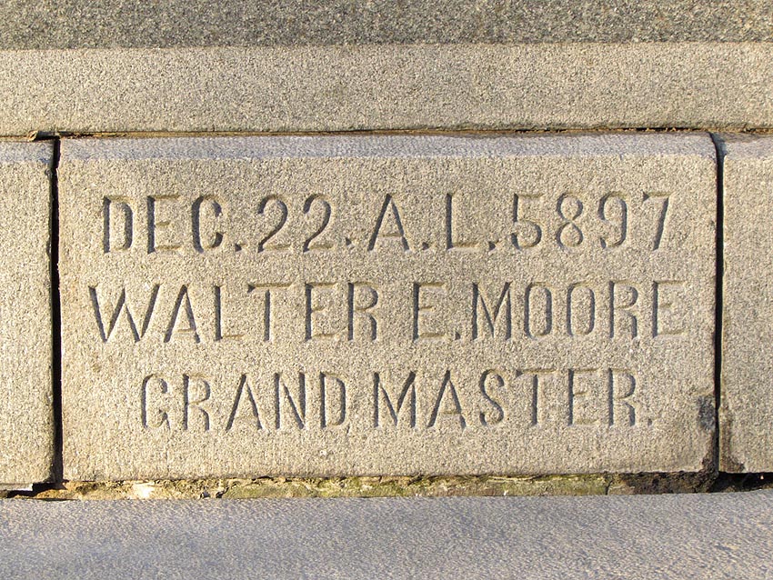 Masonic stone covering the time capsule.