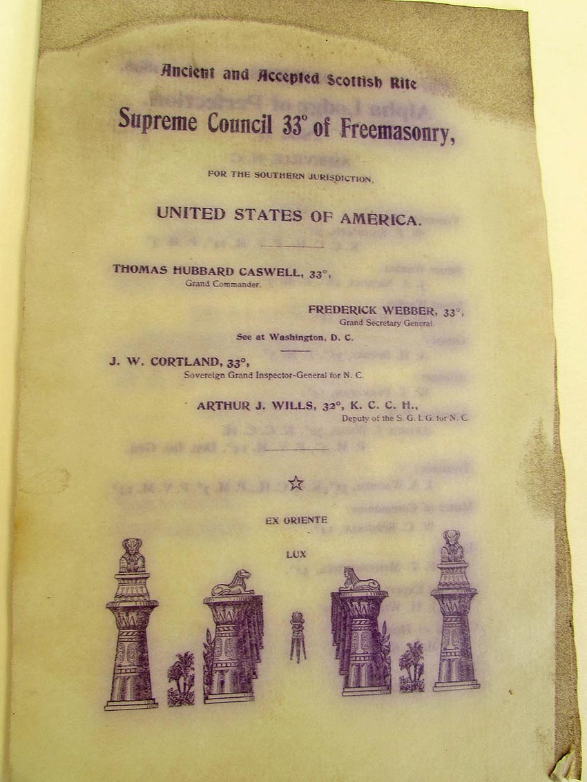 Masonic booklet, 1897