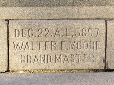 Masonic stone covering the time capsule. 