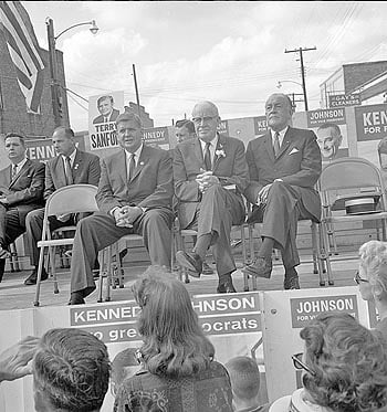 Former President Harry Truman sitting between gubernatorial candidate Terry Sanford and NC Governor Luther Hodges. Photo courtesy of East Carolina University, Joyner Library.