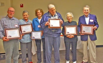 (L-R) Jim & Marlyn Weekly, Bobbi Powers, Tom Leeder, Shirley Cohen, and Roger Hill  were recognized for their years of service to MARRS radio.