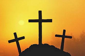 Silhouettes of Three Crosses