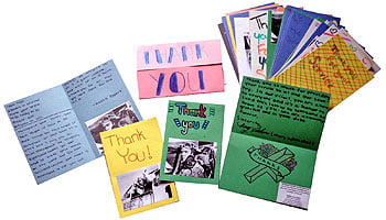 Cards created by Cane Creek Middle School students were shared with one of the Red Tail organizations which in turn will see that surviving Airmen receive them.