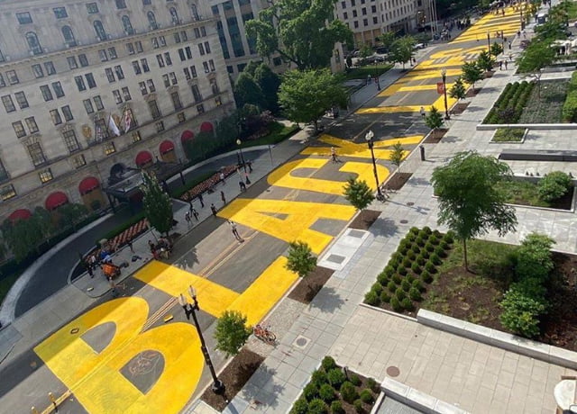 black lives matter mural on dc street
