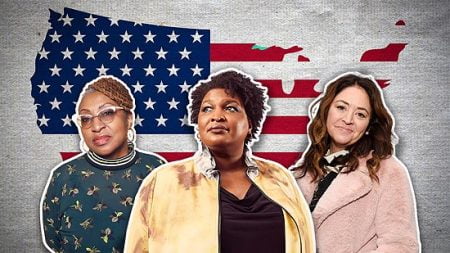 L-R: Lisa Cortés, Stacey Abrams, and Liz Garbus. Photo illustration by SPLC.