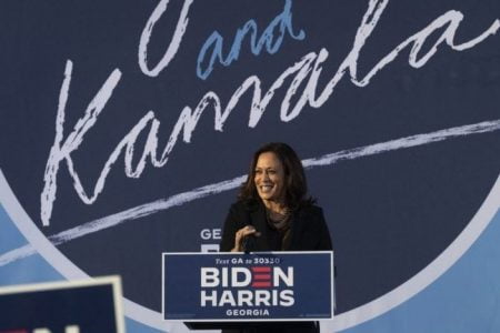 Vice presidential nominee Kamala Harris campaigning in Georgia.