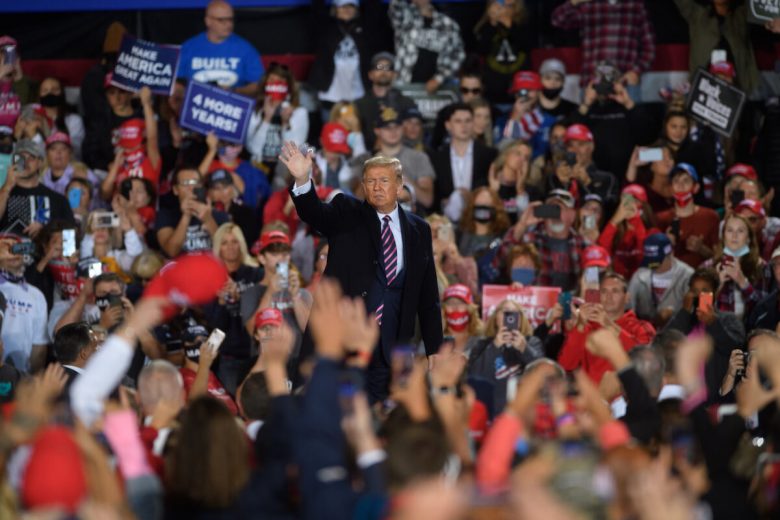 Trump speaking at a campaign rally on September 22, 2020. 