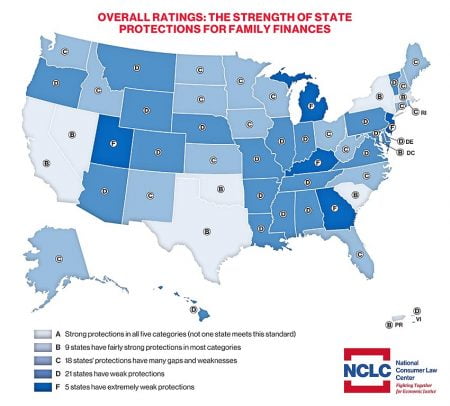 2020 NCLC US Map on Debt Collection by State
