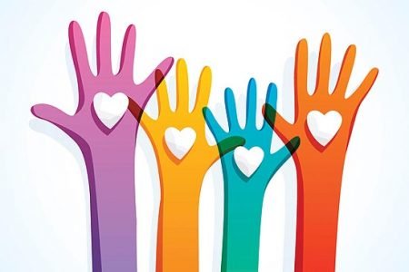 hands hearts colorful