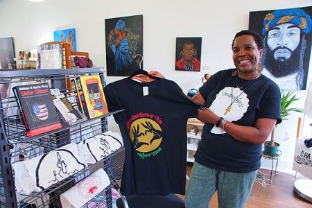 NOIR owner with t-shirt