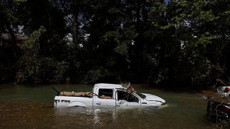 truck in floodwater
