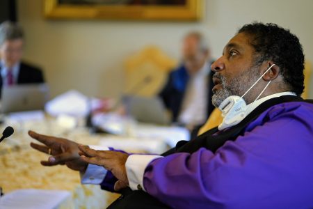 The Rev. William Barber II participated in a poverty conference held at the Vatican, Monday, October 4, 2021. Photo by Gabriella Clare Marino