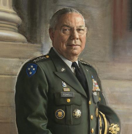 Oil painting of General Colin Powell by Ron Sherr