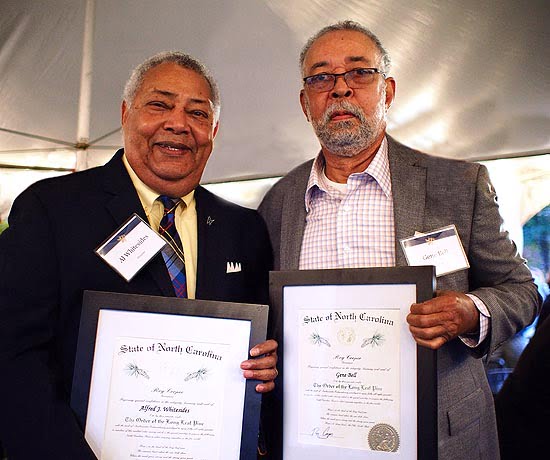 Al Whitesides (left) and Gene Bell have been named to the Order of the Long Leaf Pine. Photo: Renato Rotollo/Urban News