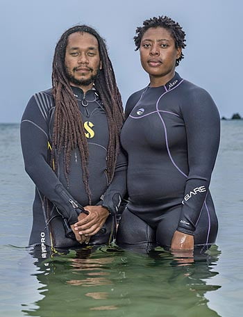 Archaeologists Justin Dunnavant (left) and Ayana Flewellen are co-founders of the Society of Black Archaeologists, and instructors with Diving With a Purpose.