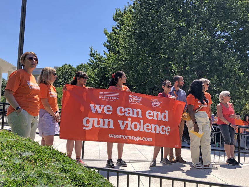 Moms Demand Action for Gun Sense rally in front of North Carolina Statehouse.