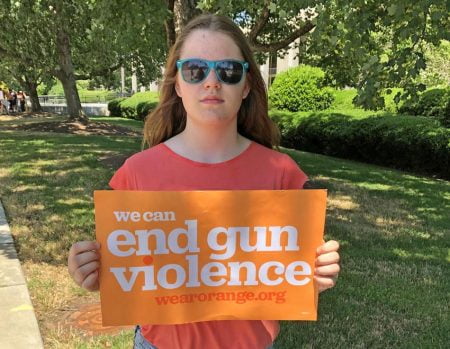 Granddaughter of Nelda Holder at the Moms Demand Action for Gun Sense rally.