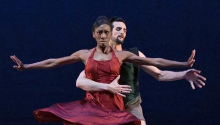 Claudia Monja Guedes as Lucy, and Owen Thorne as Shakespeare.