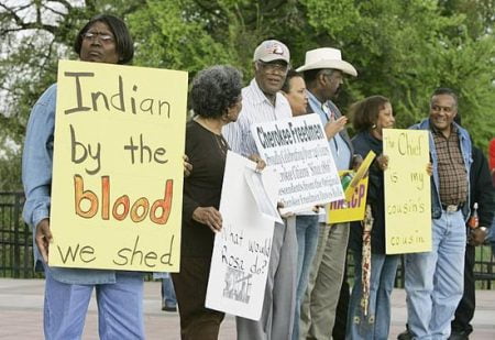 Demonstration by several Cherokee Freedmen at the Oklahoma state Capitol.