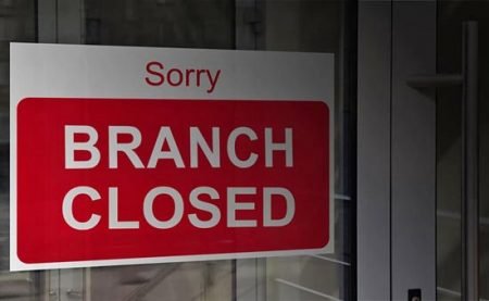 bank branch closed sign