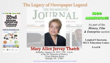 Legacy of Mary Alice Jervay Thatch event flyer