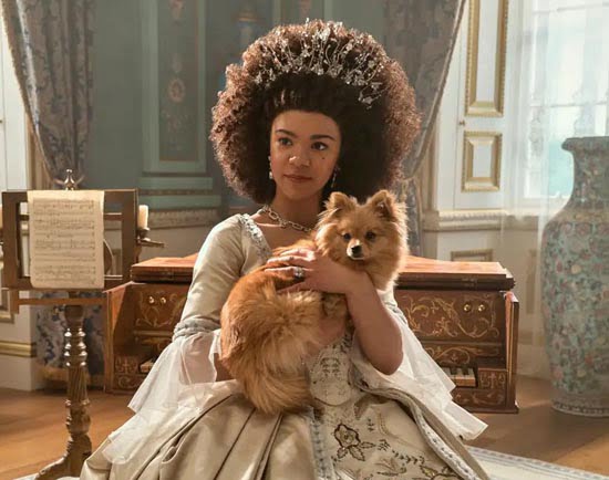 India Amarteifio as Young Queen Charlotte. 