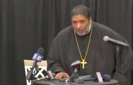 Bishop Barber at Greenville press conference.