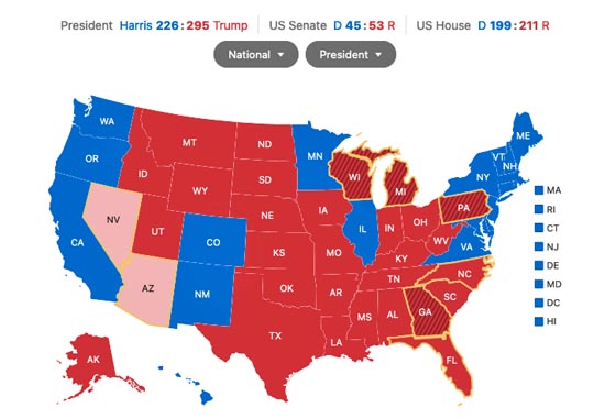 Map showing US 2024 election results