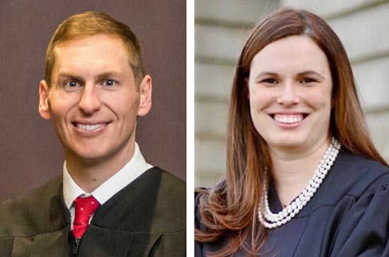 Judicial candidates Jefferson Griffin, Allison Riggs.