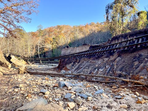 Railroad after the flood in Old Fort, NC