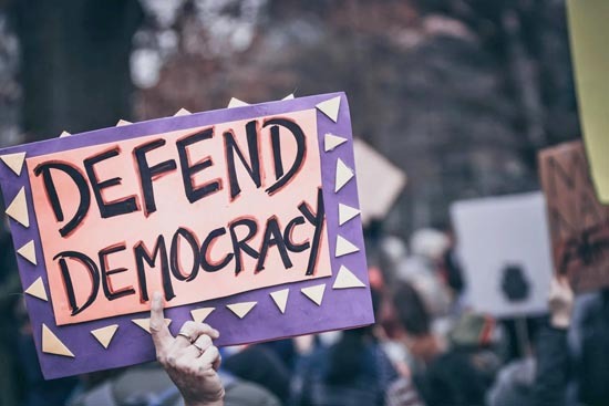 defend democracy sign