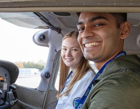 Taylor Rice and aviation student Satyavan Malpani.