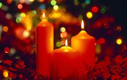 Christmas candles lit