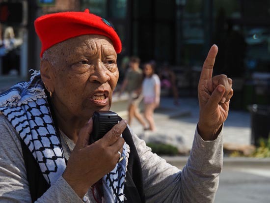 Efia Nwangaza at rally