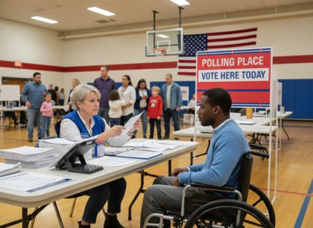 polling place black man wheelchair