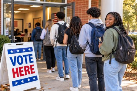 Students Lining Up to Vote