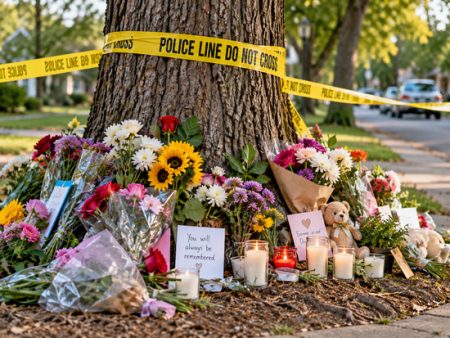 street memorial around tree